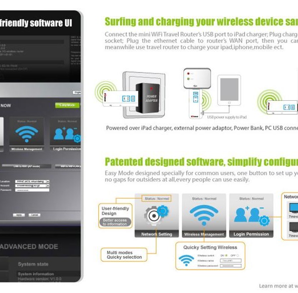 7inova 7R508 USB 150Mbps small mobile wifi router with WPS function 3
