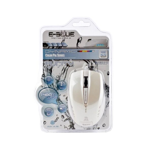 E-Blue Dynamic Color Pal EMS102WH White Ergonomic Mouse